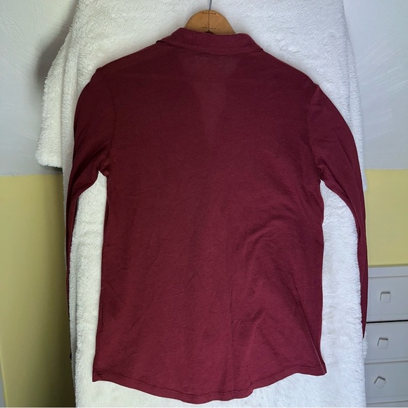 Majestic Filatures Paris Burgundy Red Cotton Cashmere LS Button Up Shirt Top S - Picture 5 of 9
